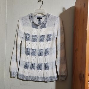 J. Crew Cream and Gray Knit Sweater